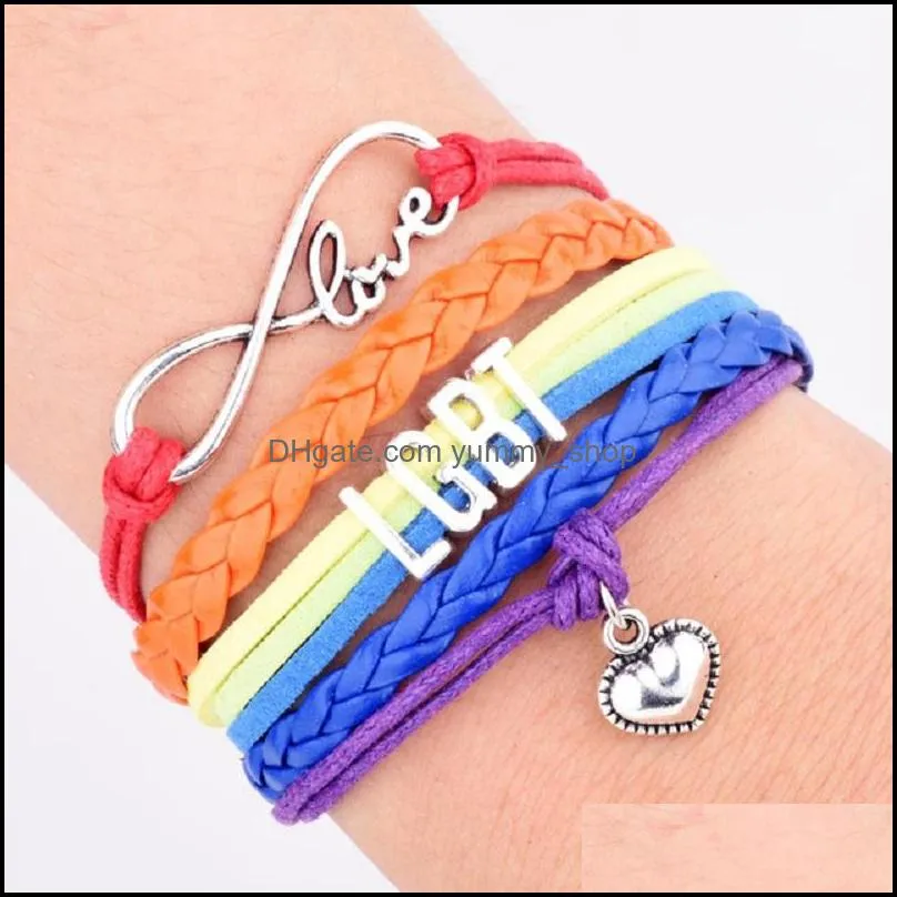 rainbow bracelets infinity love wrap multilayer bangle friendship gifts wedding charms personal jewelry wholesale