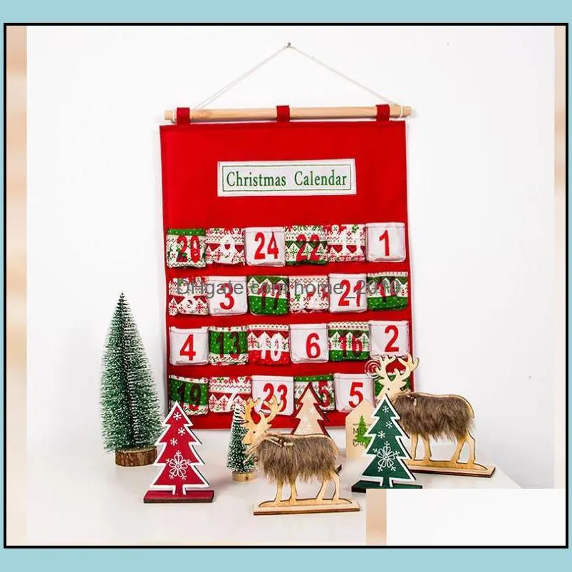 christmas print calendar bag festival decorations creative multilayer candy toy storage bag year countdown hang bags parlor ornament