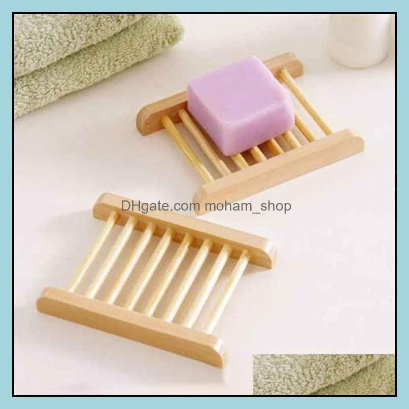 100pcs bar products natural bamboo trays wholesale wooden soap dish wood tray holder rack plate box container for bath shower bathroom 41