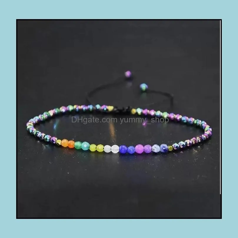 chakra stone beaded bracelets strands 3mm 12 constellations bohemian simple design beads adjustable lucky zodiac signs braided bangles jewelry for men women