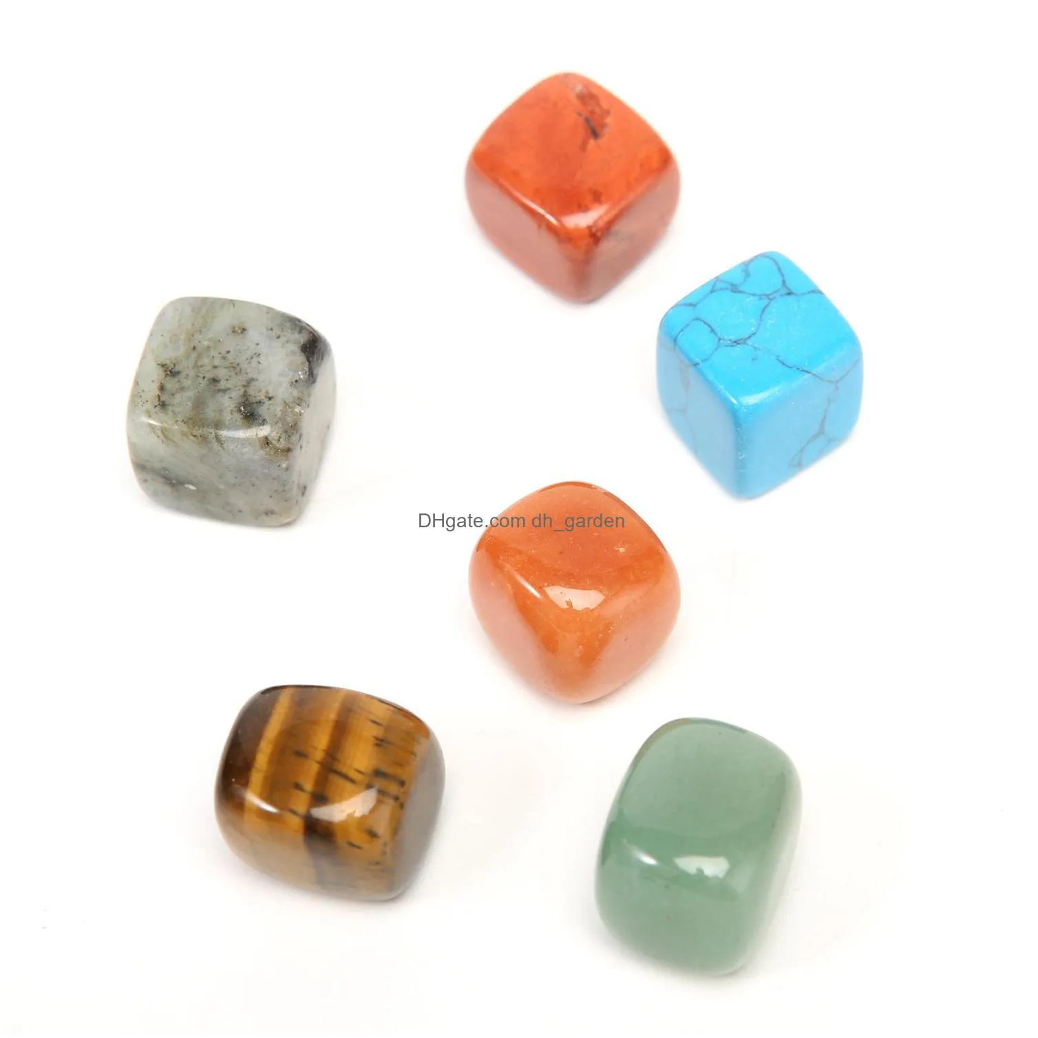 15mm irregular chakra crystal stone beads statue natural stones square cubic carved decoration rose quartz healing room ornament decor