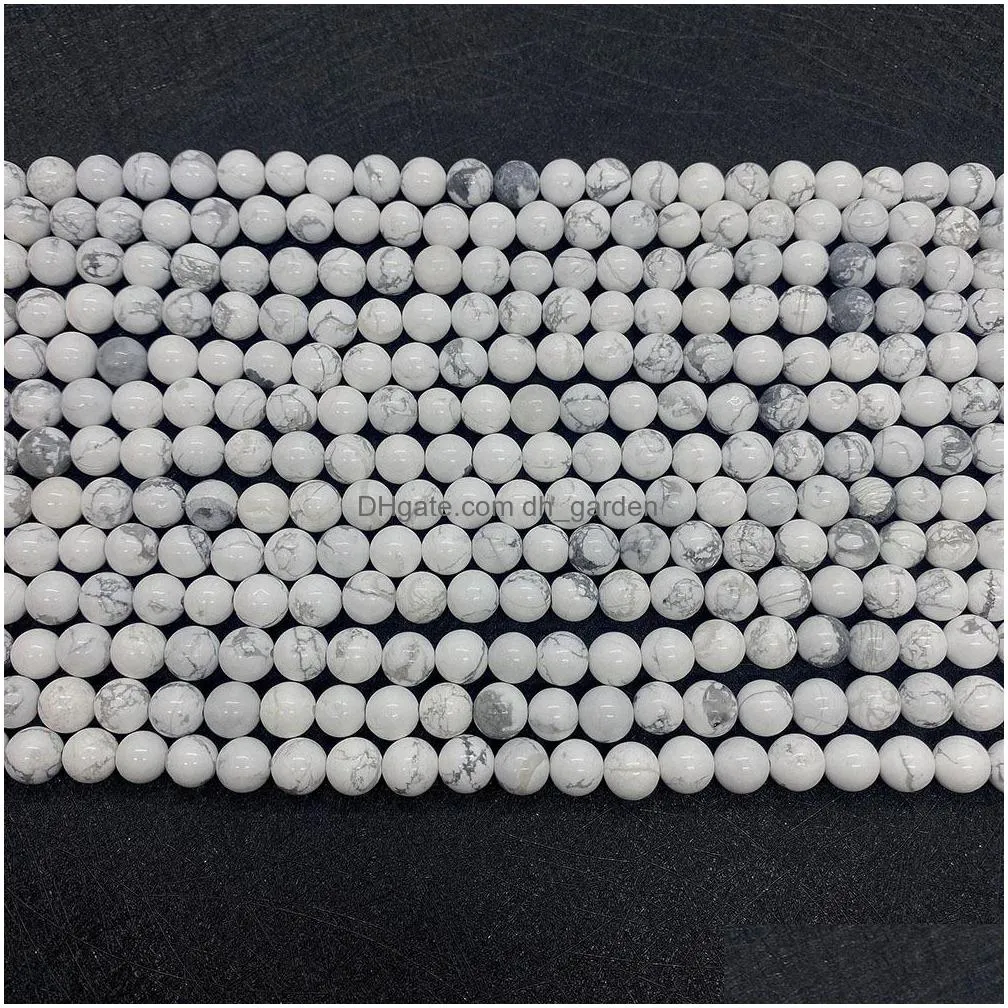 natural stones 6mm 8mm 10mm loose white turquoise stone beads string diy bracelet accessories wholesale jewelry making