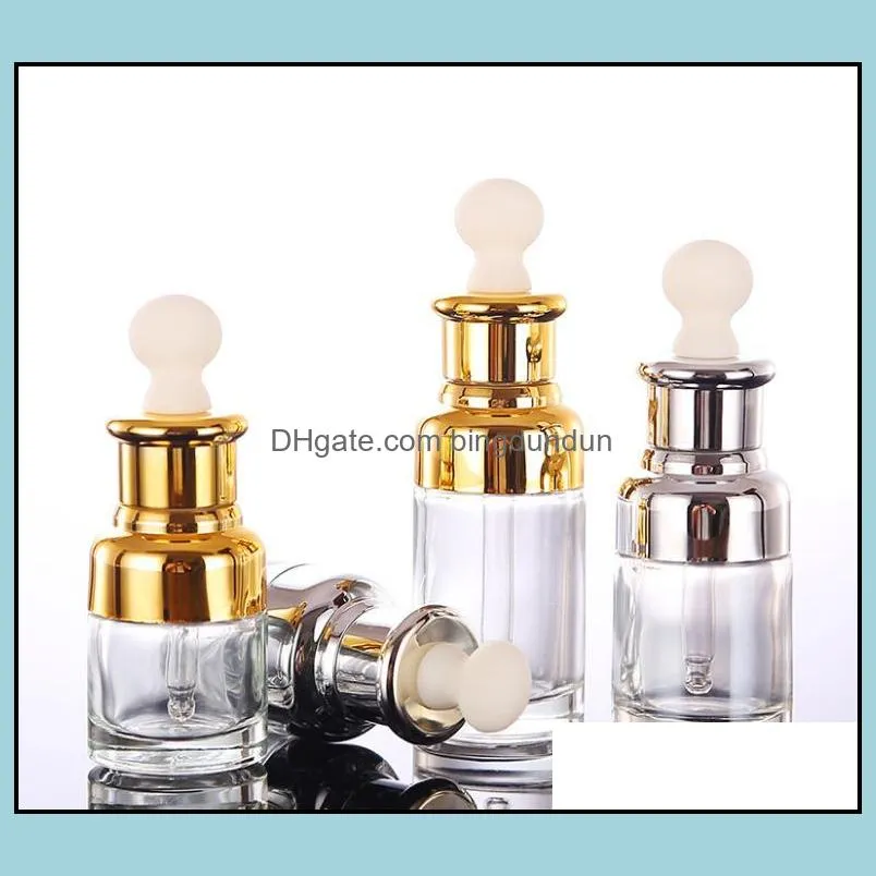 20 30 40ml empty refillable clear glass bottle  oil elite fluid cosmetic jar container vial with glass eye dropper sn3016