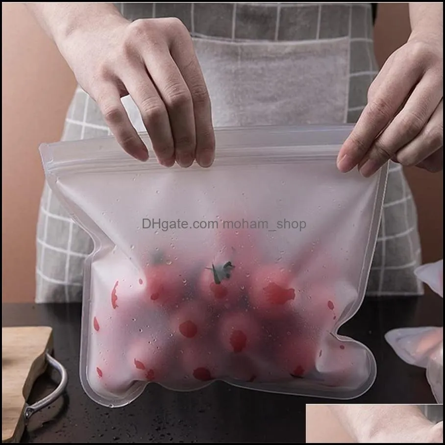 other household sundries silicone food storage bag reusable stand up zip shut leakproof containers  bag wrap ziplock