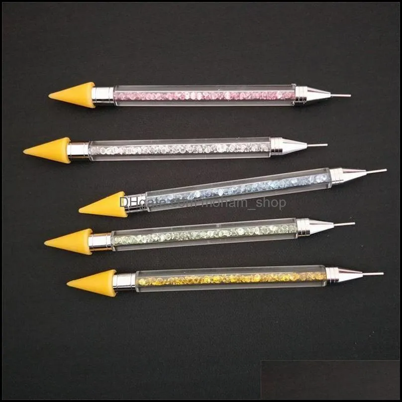  double head nail dotting pen multi function rhinestone crayons diy wax pencil with storage box mulit color 5 3hp e1