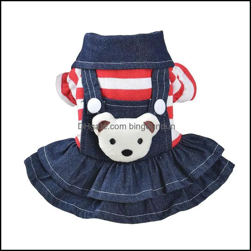 dog apparel striped overalls cute pets clothes for dogs little puppies small animals breeds summer wedding princess cats dresses