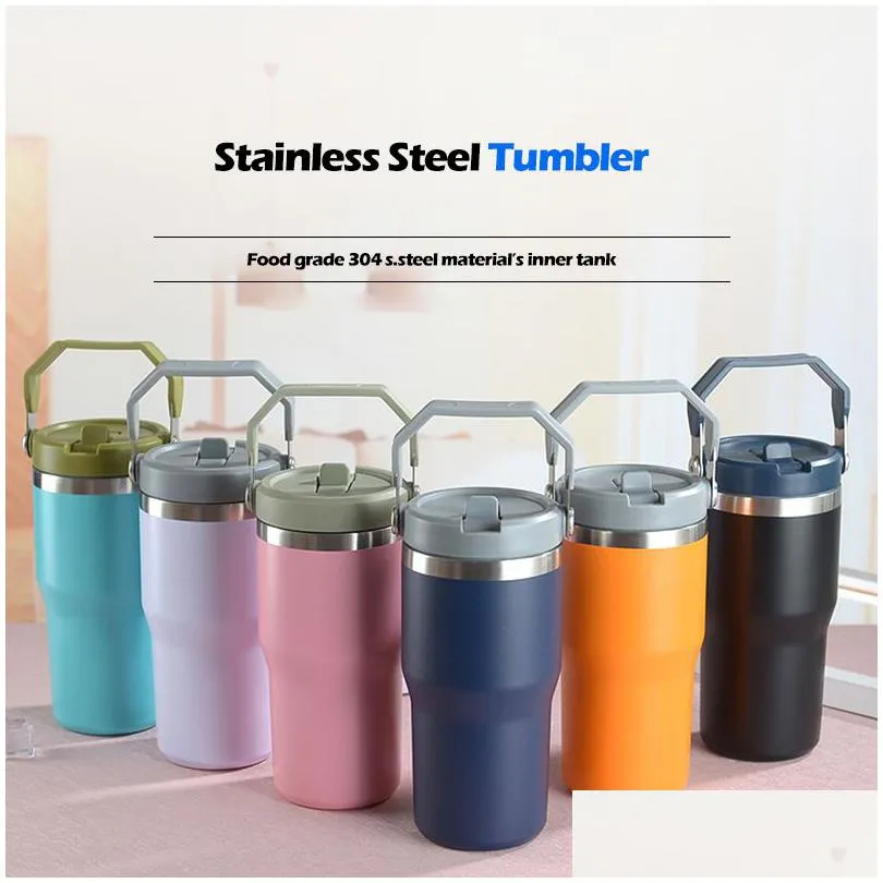 20oz 30oz tumbler with lid and straw stainless steel vacuum insulated water coffee cup double wall powder coated spillproof travel mug thermal cup for cold