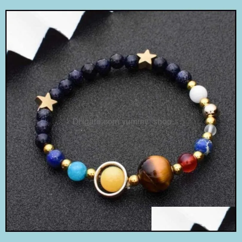 universe galaxy the eight planets bead strands bracelets men women jewelry star beads stretch bracelet