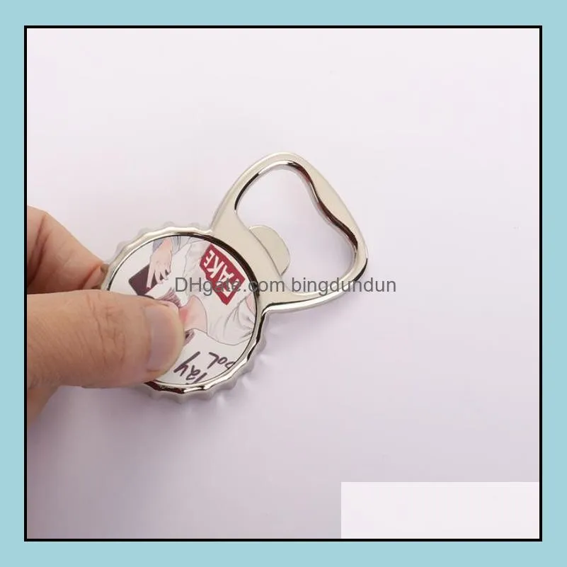 2 in 1 fridge magnet sublimation blank metal opener silver color beer bottle corkscrew outdoor portable openers sn4361