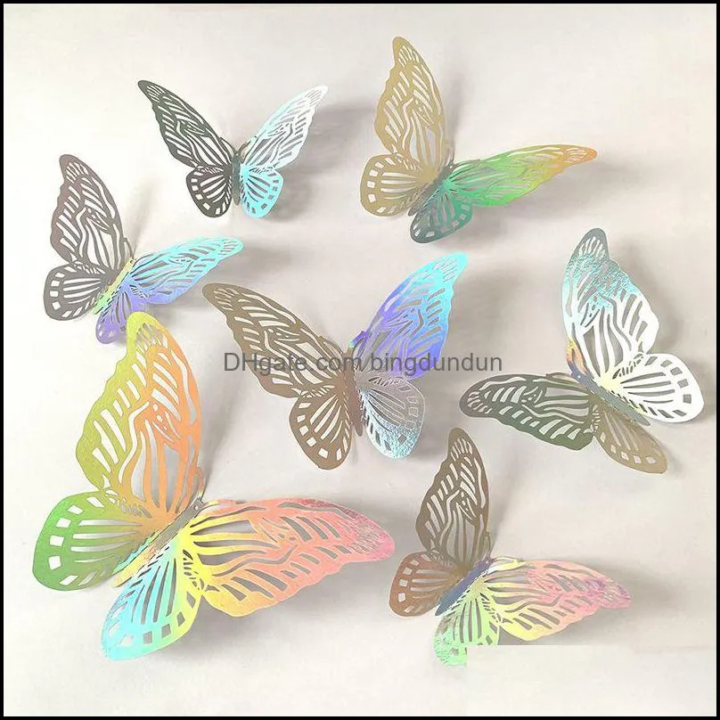 3d effect crystal butterflies wall sticker beautiful butterfly for kids room wall decal home decoration