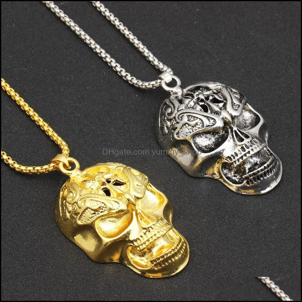 skull necklace men skull link necklaces jewelry hip hop neckless vintage colar masculino hip hop dance jewlery