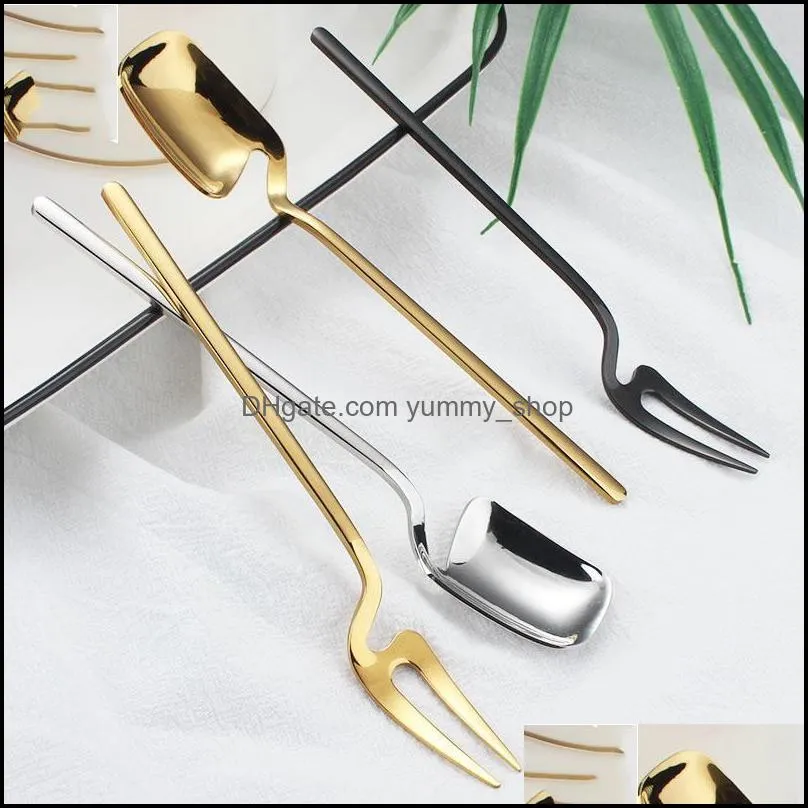 wall hanging fork spoon stainless steel goldplated coffee icecream fruit forks spoons pattern with different color 3 52mx j1