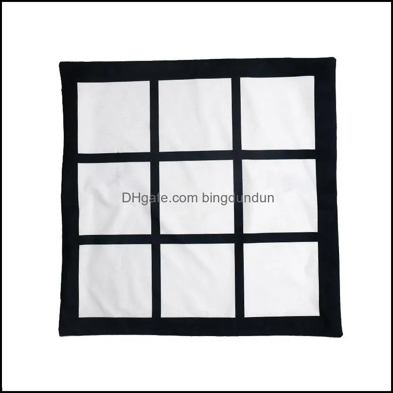 sublimation blank pillow case black grid woven polyester pillow cover heat transfer cushion cover throw sofa pillowcases 40x40cm 382