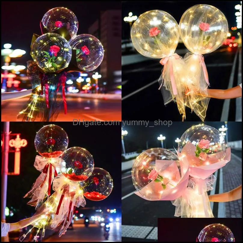 glow artificial flower balloons pneumatic transparent valentines rose balloon pretty petal lamp foggy paper airballoon waterproof 10 3zl