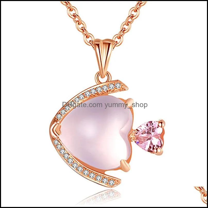 fish pendant necklace for women luxur jewlery rose gold silver chains necklaces crystals necklaces