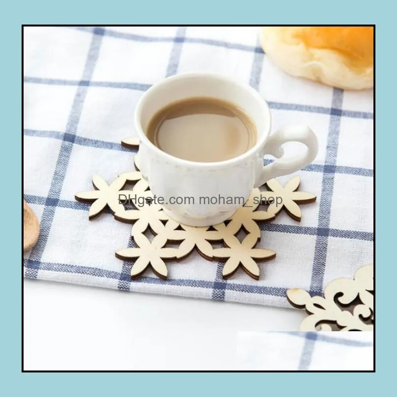 6 styles cup mat wooden snowflake coasters tea trays mug holder for drinking coffee tea