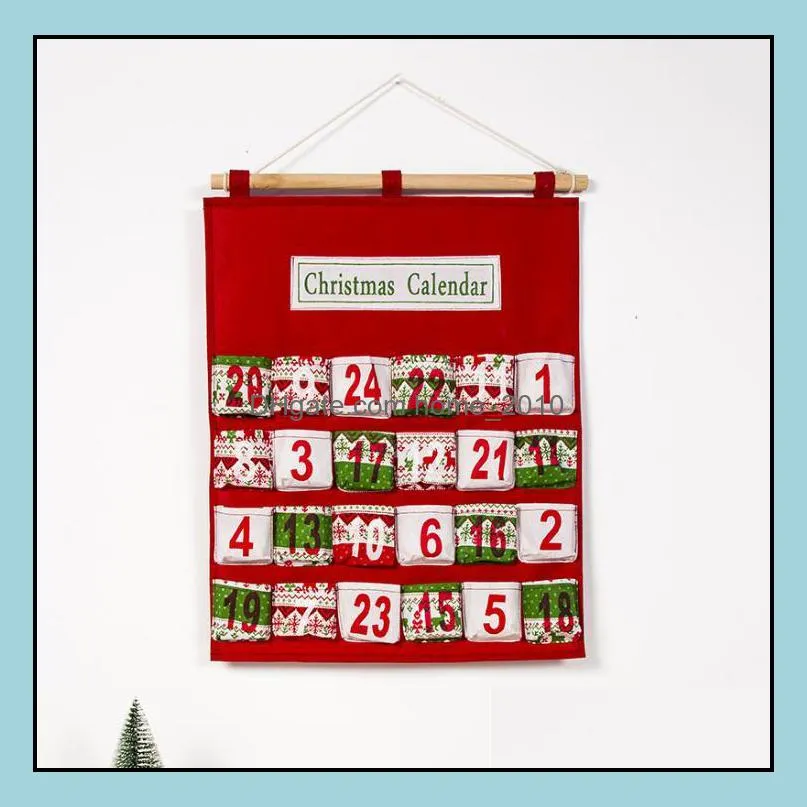 christmas print calendar bag festival decorations creative multilayer candy toy storage bag year countdown hang bags parlor ornament