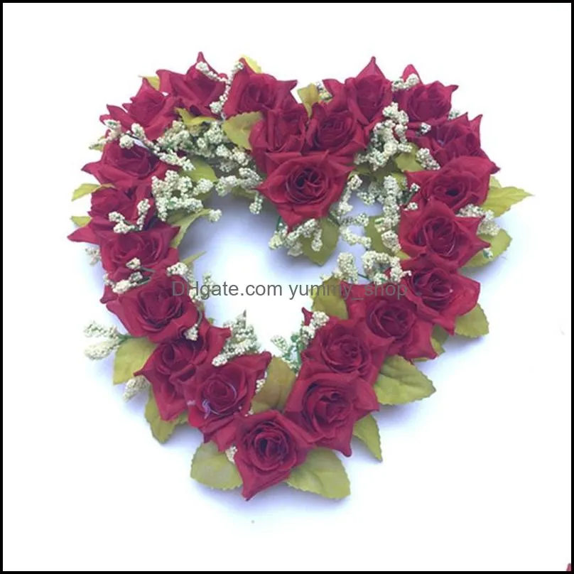 festival artificial flower home decor heart shaped wreath wedding venue furnishings love hearts wreathes arrival 7 2oy l1