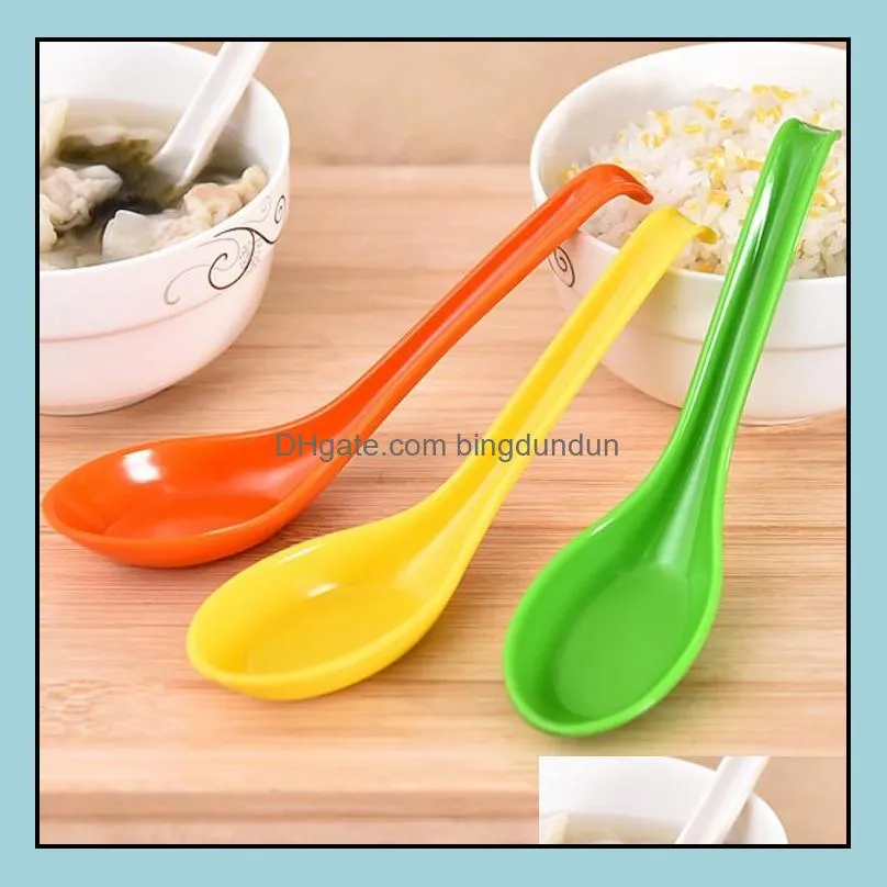 300pcs/lot colorful hook spoon melamine spoon bowl soup honey porridge spoon tableware sn3143