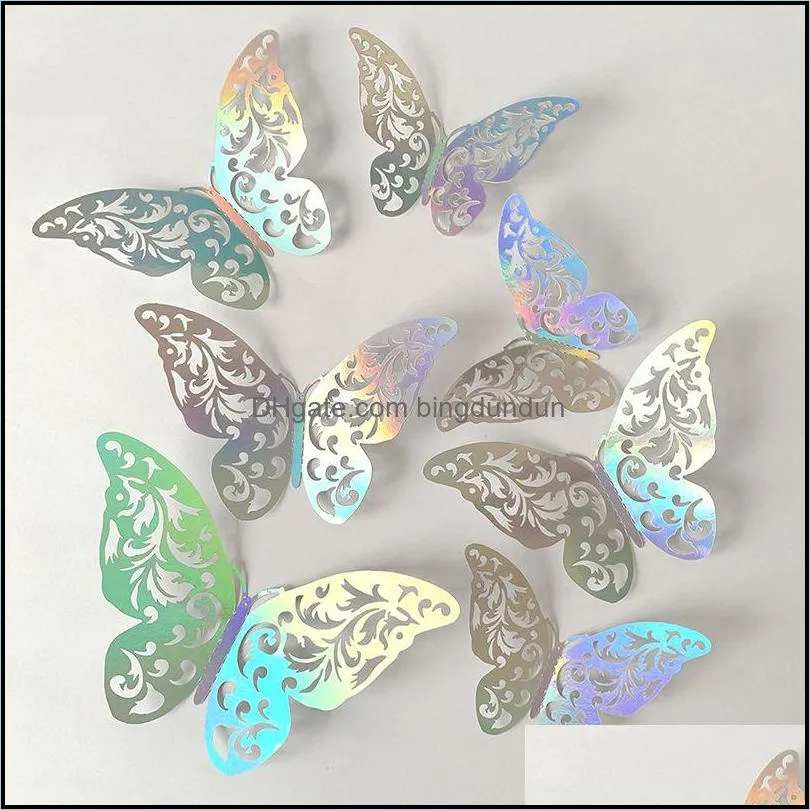 3d effect crystal butterflies wall sticker beautiful butterfly for kids room wall decal home decoration