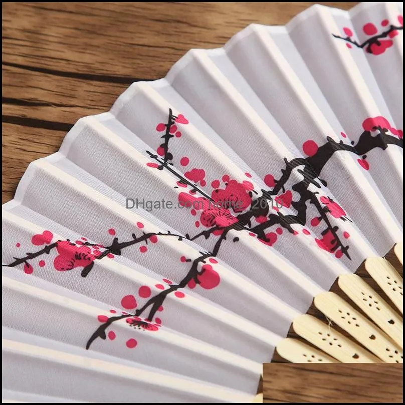 cherry blossom silk hand wedding favor plum blossom hand folding fan rre13562
