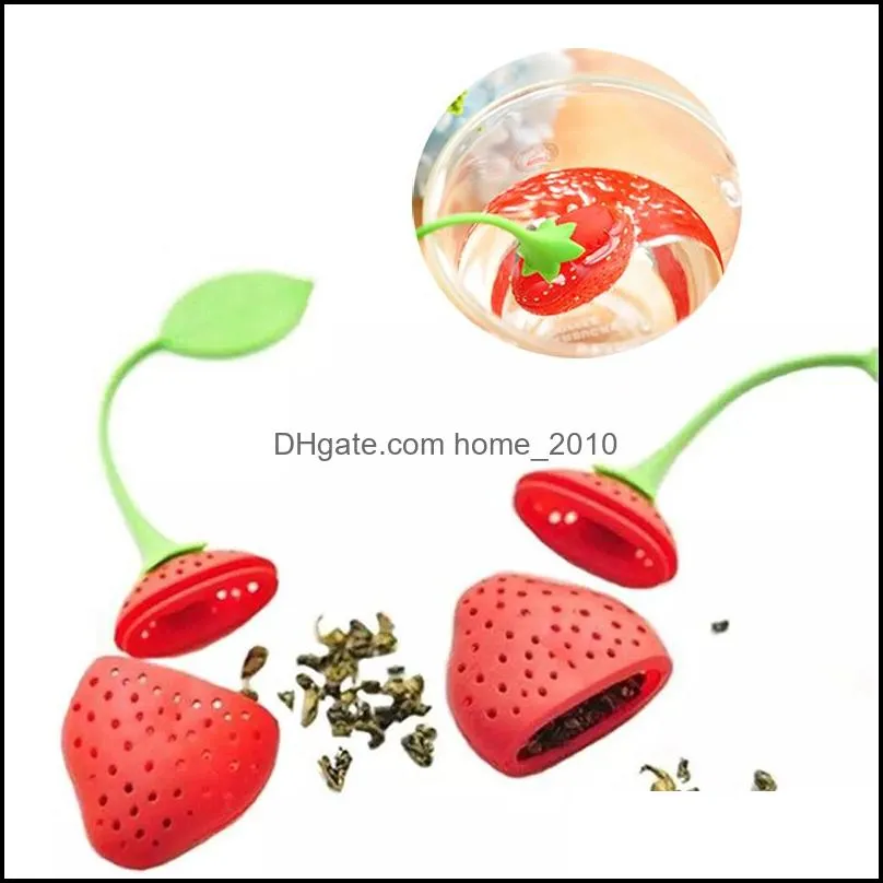 strawberry shape food grade silicone tea infuser strainer filter silica gel tea bag tea filter teas tools cup hanger