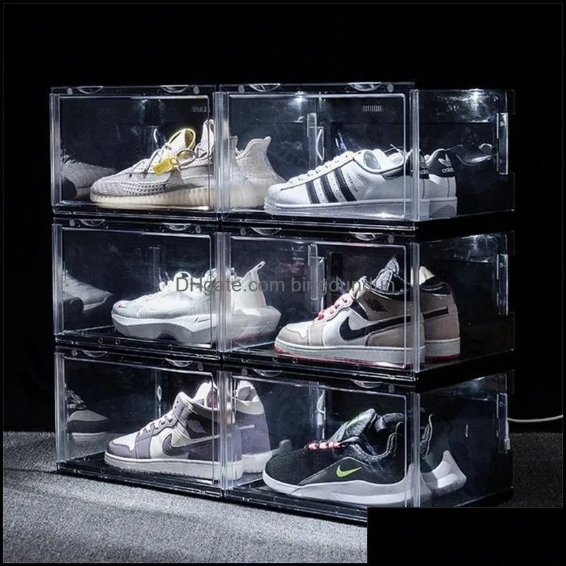  sound control led light clear shoes box sneakers storage antioxidation organizer shoe wall collection display rack 2844 q2