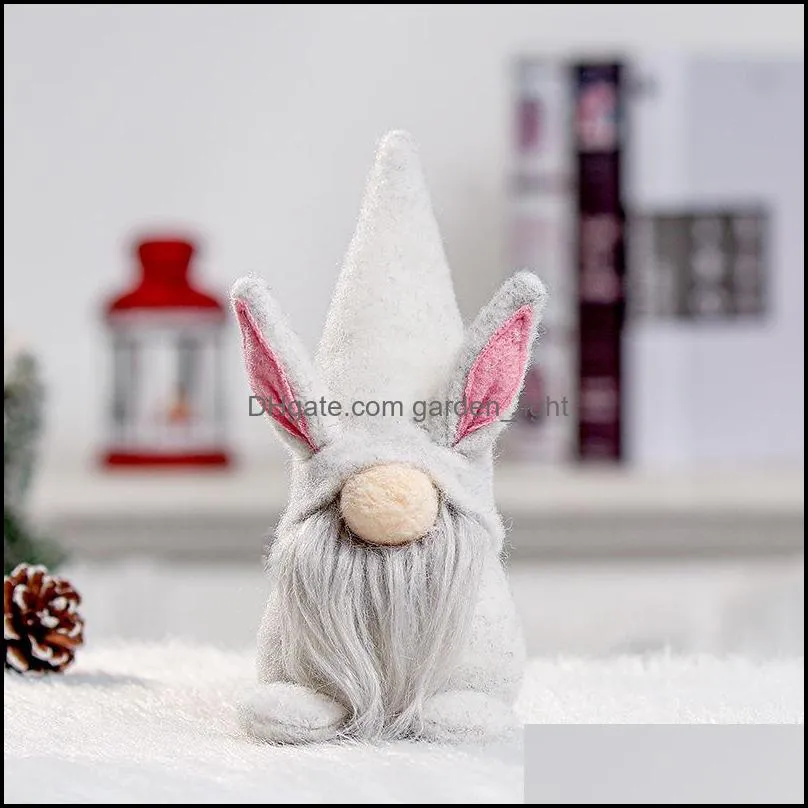 easter rabbit gnome white gray faceless bunny dwarf doll lovers kids easter rabbit toys spring home office table decoration 171 v2