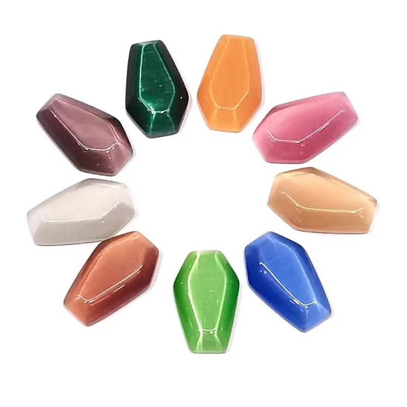 cats eye crystal stone ornaments luck coffin shape reiki healing chakra quartz mineral tumbled gemstones hand piece home decoration accessories