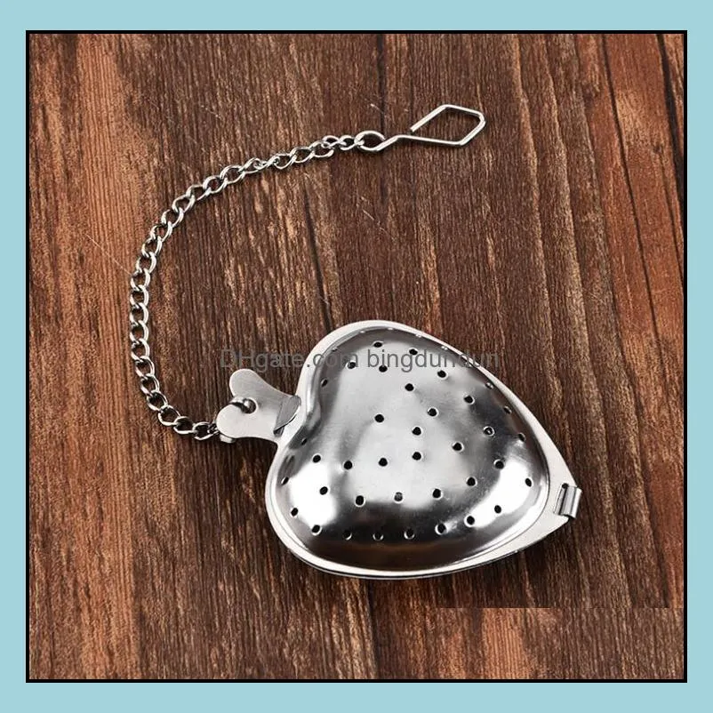 stainless steel silver heart tea strainer ball infuser filter herb steeper high quality tea infuser sn903