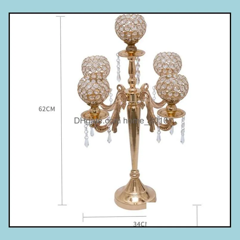  5arms wedding crystal centerpiece gold candelabras table centerpiece sn2096