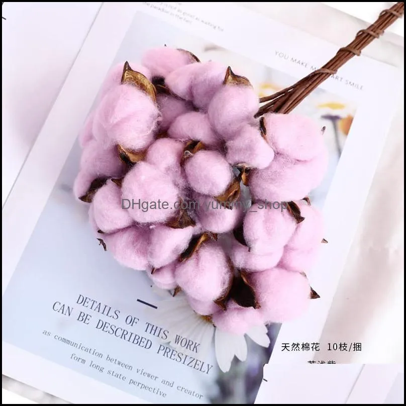 natural immortal dried cotton flowers artificial plants floral branch wedding party decoration fake home decorative wreaths 1954