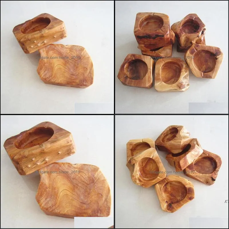 eco friendly wooden ashtray square irregular brown ash holder smoke cigarette ashtray brown pocket portable home carashtray rra12556