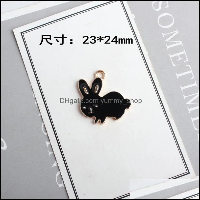 enamel gold plated cartoon animal rabbit charms pendants for handmade diy earrings necklace chain bracelet jewelry making accessories 50