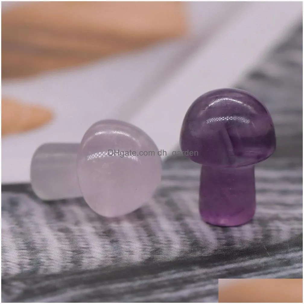 20mm amethyst mini mushroom statue natural stone carving home decoration crystal polishing gem