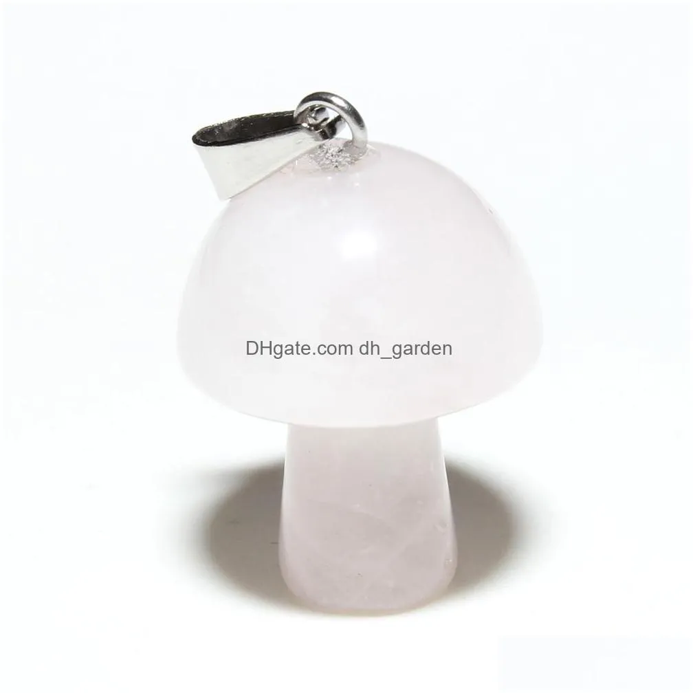 2cm mushroom statue natural crystal stone carving charms reiki healing gem pendant for women jewelry making wholesale