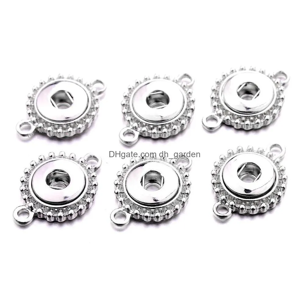 silver gold color 12mm snap button charms connector pendant jewelry making diy necklace earrings bracelet supplier wholesale