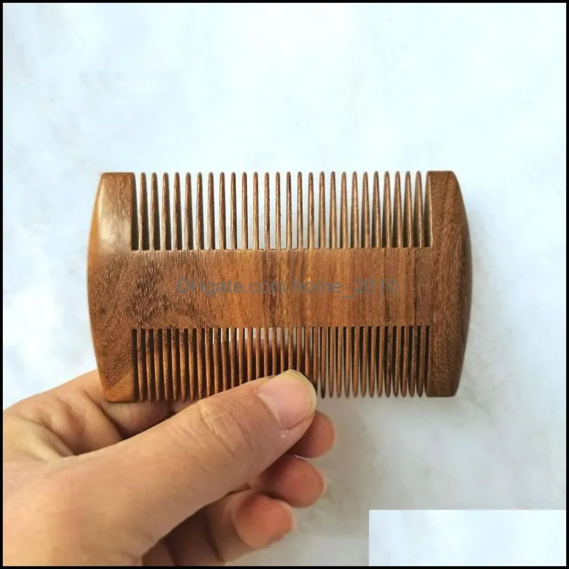 mens wooden beard brush party favor natural sandalwood double sided close tooth comb household hair combs