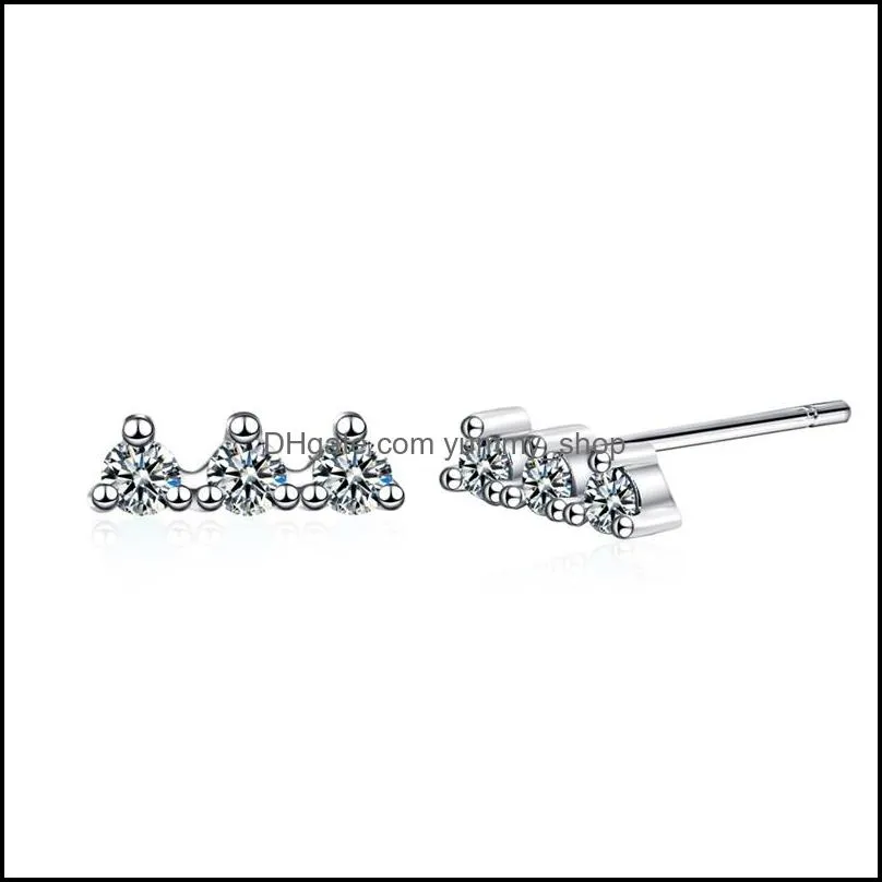  arrival fashion 925 sterling silver cz crystal stud earing for women valentines day gift white black blue 907 787 r2