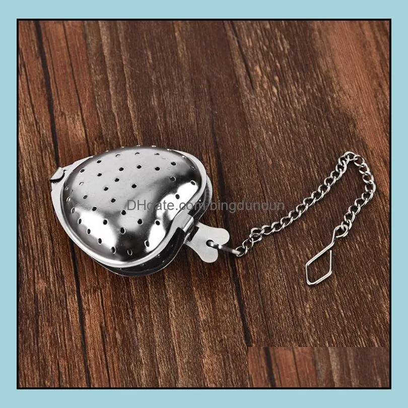 stainless steel silver heart tea strainer ball infuser filter herb steeper high quality tea infuser sn903