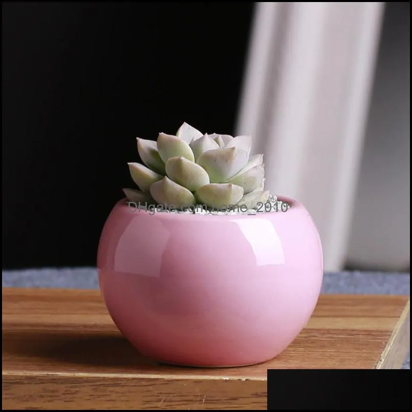 9 colors ceramic pots succulents flower pot small ball round white porcelain white color mini creative