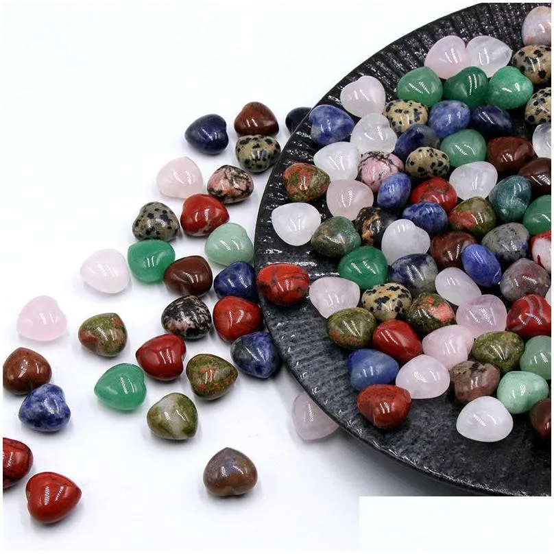 small 15mm natural quartz stone mini heart carving crystal healing decoration crafts