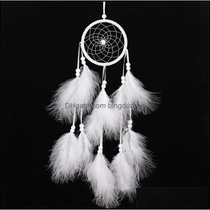 wholesale 1pcs dreamcatcher india style handmade dream catcher net with feathers wind chimes hanging carft 2124 v2