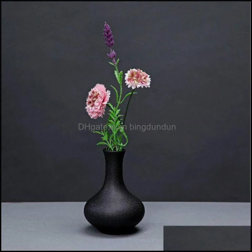 modern ceramic vase creative black tabletop vases thydroponic containers flower pot home decor crafts wedding decoration