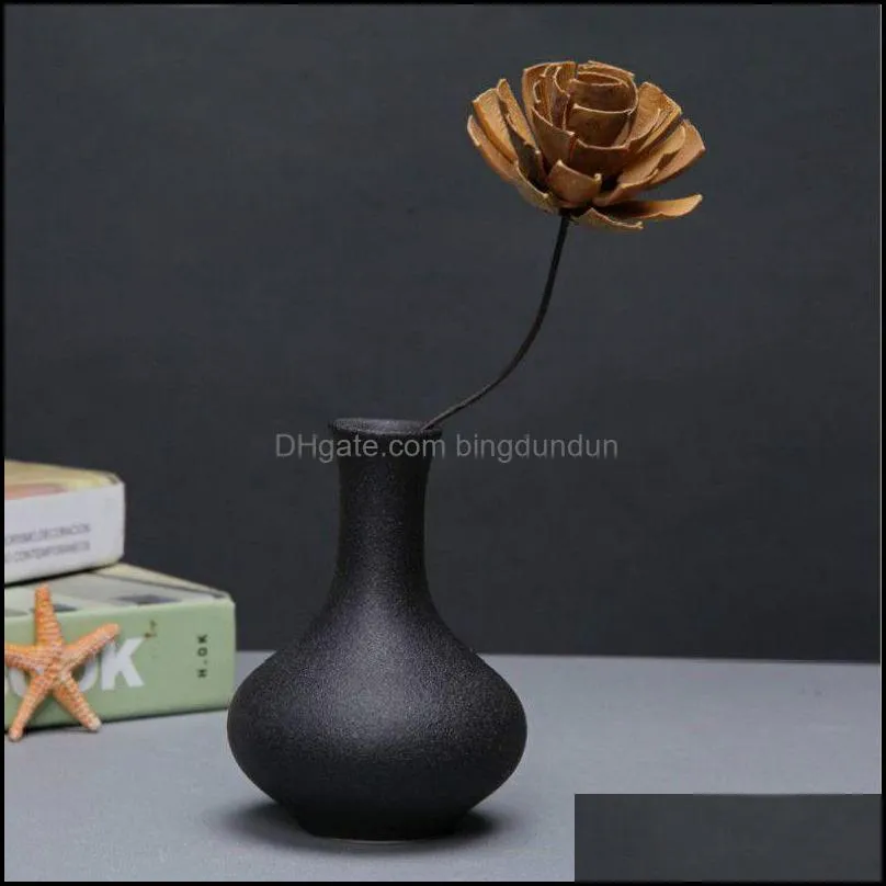 modern ceramic vase creative black tabletop vases thydroponic containers flower pot home decor crafts wedding decoration