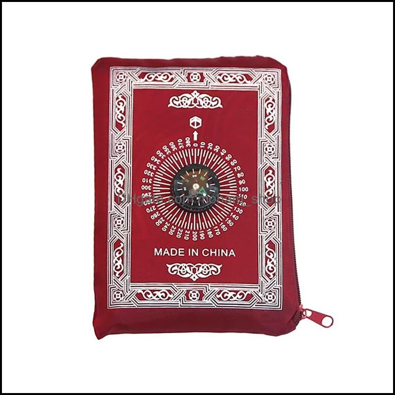 islamic prayer rug portable braided mat portable zipper compass blankets travel pocket rugs muslim prayer rugs muslim worship b 144