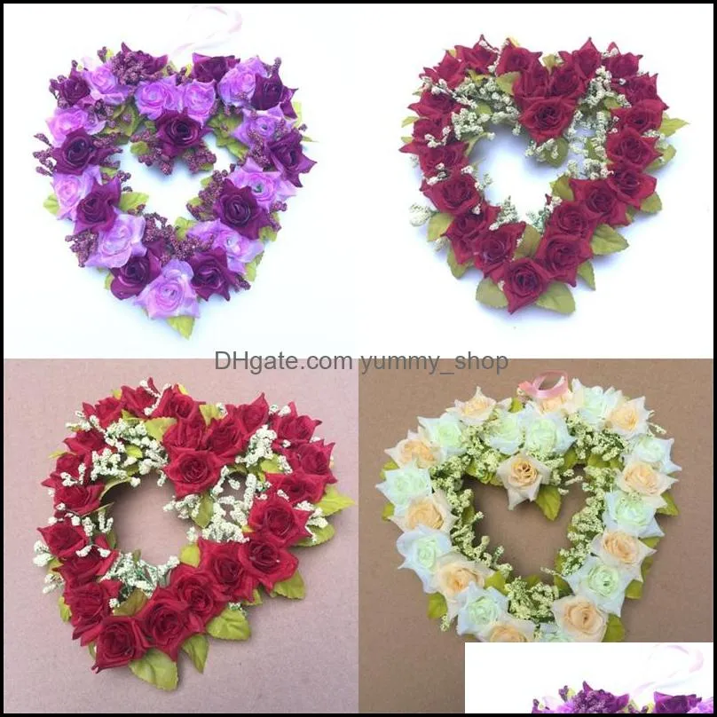 festival artificial flower home decor heart shaped wreath wedding venue furnishings love hearts wreathes arrival 7 2oy l1