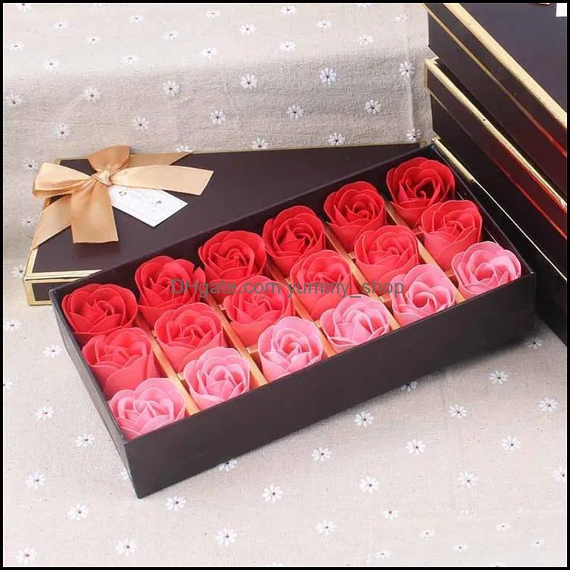 18pcs scented romantic rose flower petal soap wedding party decoration valentines day gift with a gift box 182 k2