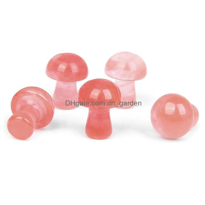 20mm mini watermelon red glass stone mushroom plant statue ornament carving home decoration crystal polishing gem