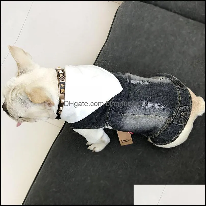 hoodie pet clothes for dog apparel french bulldog denim jacket chihuahua jeans coat hooded vest for pug cat costume